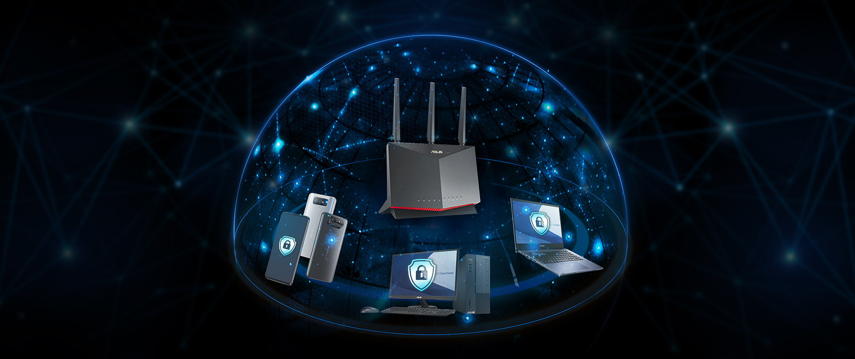 La plupart des routeurs ASUS intègrent la technologie AiProtection développée par Trend Micro™, qui garantit la protection de tous les appareils de votre réseau professionnel.